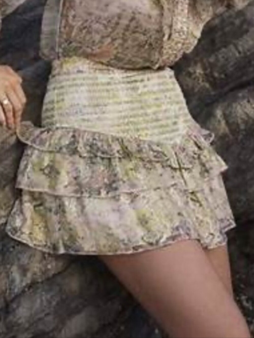 Hemant & Nandita Maya Floral Metallic Mini Skirt